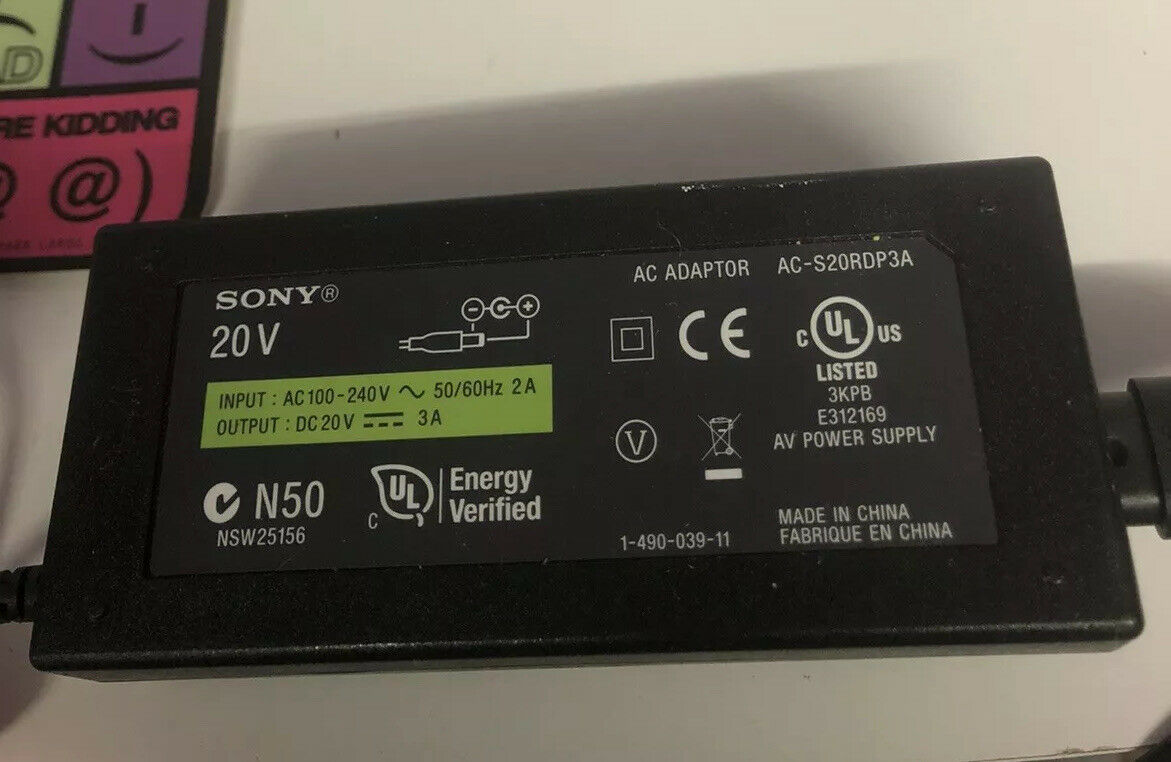 *Brand NEW*Sony AC-S20RDP3A 20V 3A AC DC Adapter POWER SUPPLY